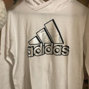 Oversized long sleeve white adidas hooded shirt